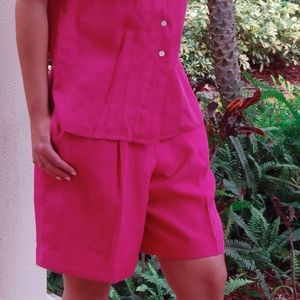 Talbots Shorts - Talbots Irish Linen Pink Buttoned Leisure SHORTS Talbots Shorts - Talbots Irish Linen Pink Buttoned Leisure SHORTS